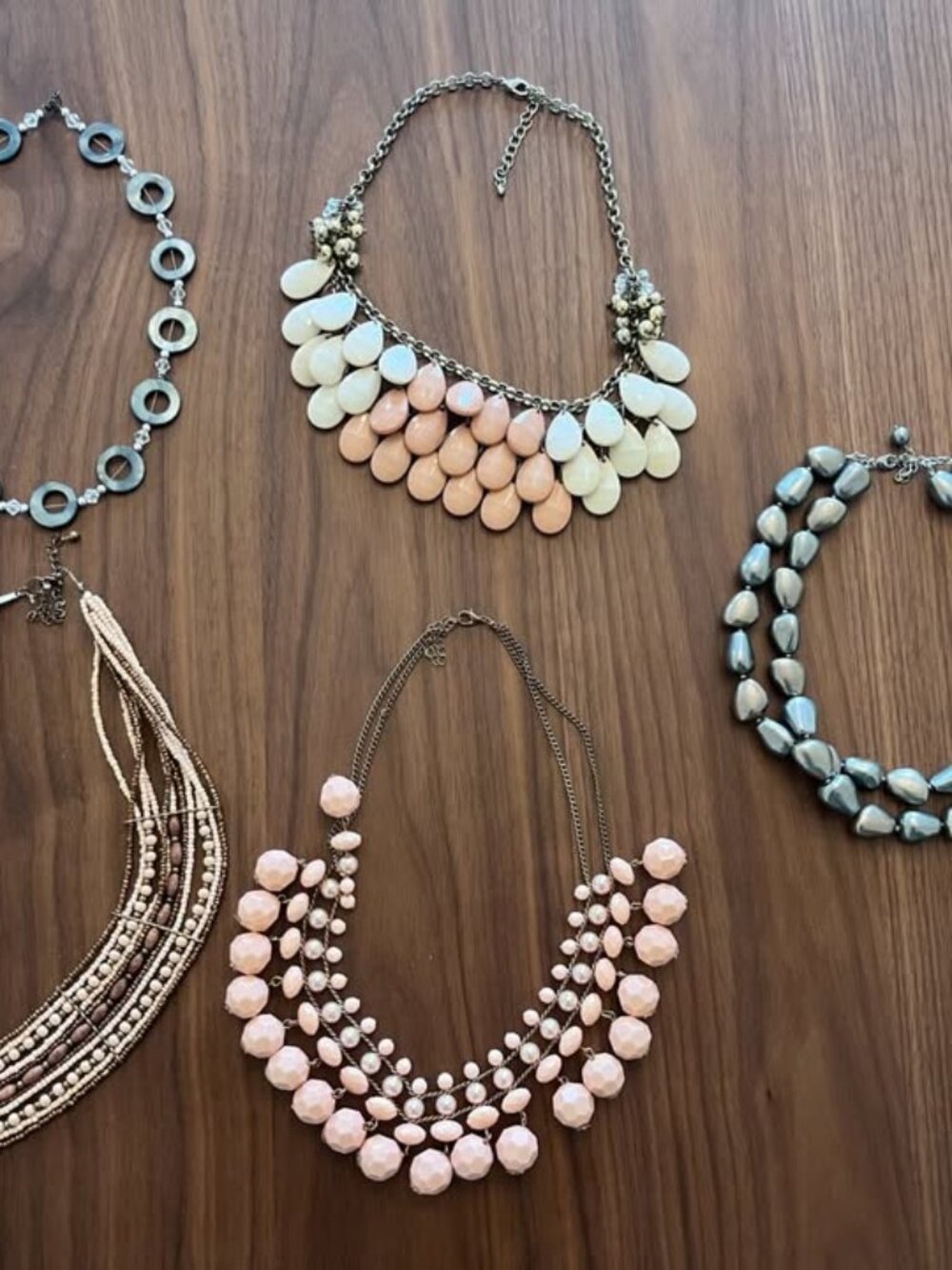 Five chunky statement piece necklaces